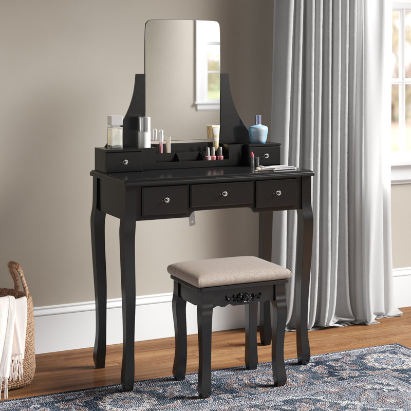 Three Posts Arkin Dressing Table Set with Mirror & Reviews Wayfair.co.uk